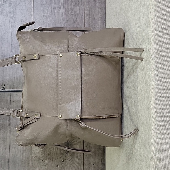 Kooba Taupe Leather Tote Shoulder Bag Handbag Purse - Picture 2 of 14